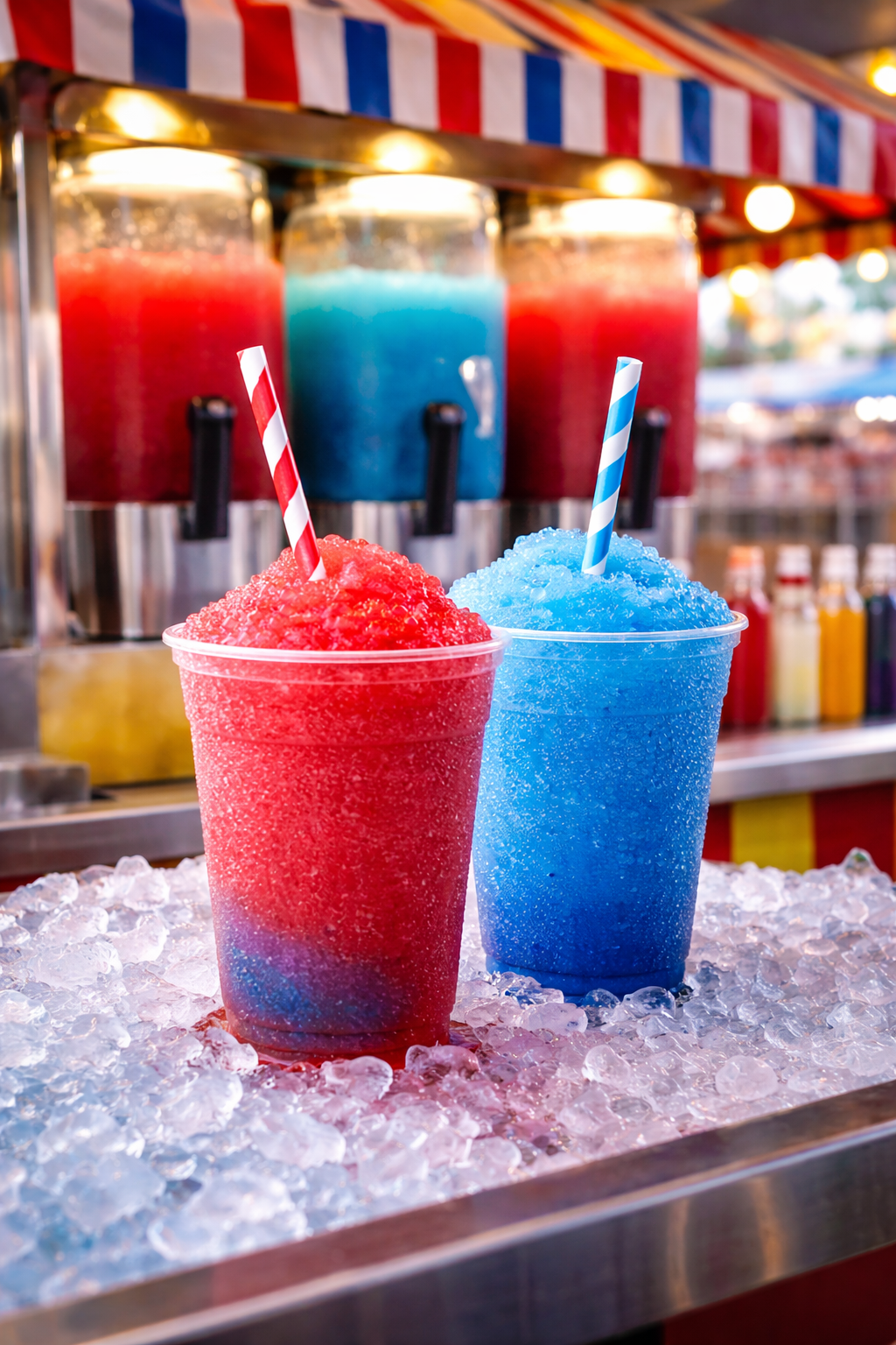 Red and blue slushies concession stand for fairs and festivals